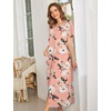 image:imageEkouaer Women Robe Zipper Short Sleeves Full Length House Coat with PocketsPink Fower