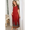 image:imageEkouaer Women Robe Zipper Short Sleeves Full Length House Coat with PocketsRed Flower