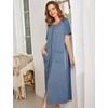 image:imageEkouaer Women Robe Zipper Short Sleeves Full Length House Coat with PocketsSteel Blue