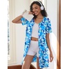 image:imageEkouaer Women Zipper Robe Short Sleeves Housecoat Bathrobes Zip Up RobeAqua Multi
