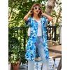 image:imageEkouaer Women Zipper Robe Short Sleeves Housecoat Bathrobes Zip Up RobeAqua Multi
