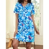 image:imageEkouaer Women Zipper Robe Short Sleeves Housecoat Bathrobes Zip Up RobeAqua Multi