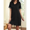 image:imageEkouaer Women Zipper Robe Short Sleeves Housecoat Bathrobes Zip Up RobeBlack