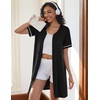 image:imageEkouaer Women Zipper Robe Short Sleeves Housecoat Bathrobes Zip Up RobeBlack