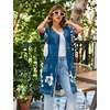 image:imageEkouaer Women Zipper Robe Short Sleeves Housecoat Bathrobes Zip Up RobeBlue Floral