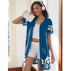 image:imageEkouaer Women Zipper Robe Short Sleeves Housecoat Bathrobes Zip Up RobeBlue Floral