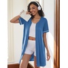 image:imageEkouaer Women Zipper Robe Short Sleeves Housecoat Bathrobes Zip Up RobeDark Blue