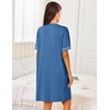 image:imageEkouaer Women Zipper Robe Short Sleeves Housecoat Bathrobes Zip Up RobeDark Blue