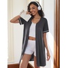 image:imageEkouaer Women Zipper Robe Short Sleeves Housecoat Bathrobes Zip Up RobeDark Gray