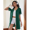 image:imageEkouaer Women Zipper Robe Short Sleeves Housecoat Bathrobes Zip Up RobeLake Green