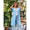 image:imageEkouaer Women Zipper Robe Short Sleeves Housecoat Bathrobes Zip Up RobeLight Blue