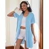 image:imageEkouaer Women Zipper Robe Short Sleeves Housecoat Bathrobes Zip Up RobeLight Blue