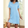 image:imageEkouaer Women Zipper Robe Short Sleeves Housecoat Bathrobes Zip Up RobeLight Blue