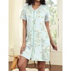 image:imageEkouaer Women Zipper Robe Short Sleeves Housecoat Bathrobes Zip Up RobeLight Green Floral