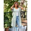 image:imageEkouaer Women Zipper Robe Short Sleeves Housecoat Bathrobes Zip Up RobeLight Green Floral