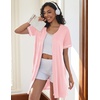 image:imageEkouaer Women Zipper Robe Short Sleeves Housecoat Bathrobes Zip Up RobePink