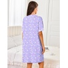 image:imageEkouaer Women Zipper Robe Short Sleeves Housecoat Bathrobes Zip Up RobePurple Floral