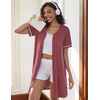 image:imageEkouaer Women Zipper Robe Short Sleeves Housecoat Bathrobes Zip Up RobePurple Gray Red