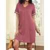 image:imageEkouaer Women Zipper Robe Short Sleeves Housecoat Bathrobes Zip Up RobePurple Gray Red