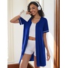 image:imageEkouaer Women Zipper Robe Short Sleeves Housecoat Bathrobes Zip Up RobeSky Blue