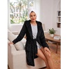 image:imageEkouaer Womens Hooded Bathrobe Short Fleece Robe Soft Luxury SleepwearA Blackjacquard