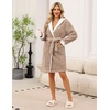 image:imageEkouaer Womens Hooded Bathrobe Short Fleece Robe Soft Luxury SleepwearB Khaki