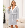 image:imageEkouaer Womens Hooded Bathrobe Short Fleece Robe Soft Luxury SleepwearB Light Grey