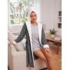 image:imageEkouaer Womens Hooded Bathrobe Short Fleece Robe Soft Luxury SleepwearDard Greyjacquard