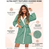 image:imageEkouaer Womens Hooded Bathrobe Short Fleece Robe Soft Luxury SleepwearGreenjacquard