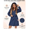 image:imageEkouaer Womens Hooded Bathrobe Short Fleece Robe Soft Luxury SleepwearNavy Bluejacquard