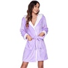 image:imageEkouaer Womens Hooded Bathrobe Short Fleece Robe Soft Luxury SleepwearZ Lavender