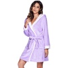 image:imageEkouaer Womens Hooded Bathrobe Short Fleece Robe Soft Luxury SleepwearZ Lavender