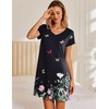 image:imageEkouaer Womens Nightgown Short Sleeve Night Gowns Soft Ruffled Sleep ShirtButterfly Flower