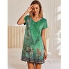 image:imageEkouaer Womens Nightgown Short Sleeve Night Gowns Soft Ruffled Sleep ShirtGreen Flower