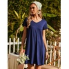 image:imageEkouaer Womens Nightgown Short Sleeve Night Gowns Soft Ruffled Sleep ShirtNavy Blue
