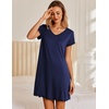 image:imageEkouaer Womens Nightgown Short Sleeve Night Gowns Soft Ruffled Sleep ShirtNavy Blue