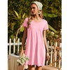 image:imageEkouaer Womens Nightgown Short Sleeve Night Gowns Soft Ruffled Sleep ShirtPink