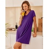 image:imageEkouaer Womens Nightgown Short Sleeve Night Gowns Soft Ruffled Sleep ShirtPurple