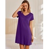 image:imageEkouaer Womens Nightgown Short Sleeve Night Gowns Soft Ruffled Sleep ShirtPurple