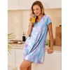 image:imageEkouaer Womens Nightgown Short Sleeve Night Gowns Soft Ruffled Sleep ShirtPurple Tie Dye