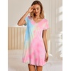 image:imageEkouaer Womens Nightgown Short Sleeve Night Gowns Soft Ruffled Sleep ShirtTie Dye