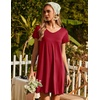 image:imageEkouaer Womens Nightgown Short Sleeve Night Gowns Soft Ruffled Sleep ShirtWine Red