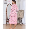 image:imageEkouaer Womens Robes Lightweight Soft Knit Bathrobe Full Length SleepwearPink Stripe Teddy Bear