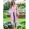 image:imageEkouaer Womens Robes Lightweight Soft Knit Bathrobe Full Length SleepwearPink Stripe Teddy Bear