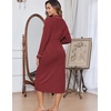image:imageEkouaer Womens Robes Lightweight Soft Knit Bathrobe Full Length SleepwearWine Red