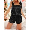 image:imageEkouaer Womens Silk Pajama Set Bow Tie Knot Tank Top Satin Pjs Sets SXXLBlack