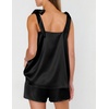 image:imageEkouaer Womens Silk Pajama Set Bow Tie Knot Tank Top Satin Pjs Sets SXXLBlack