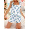 image:imageEkouaer Womens Silk Pajama Set Bow Tie Knot Tank Top Satin Pjs Sets SXXLBlue Hydrangea