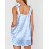 image:imageEkouaer Womens Silk Pajama Set Bow Tie Knot Tank Top Satin Pjs Sets SXXLBlue Striped Bow Print