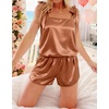 image:imageEkouaer Womens Silk Pajama Set Bow Tie Knot Tank Top Satin Pjs Sets SXXLBrown